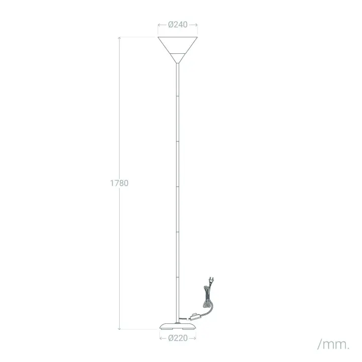 LEDKIA LIGHTING - Lámpara de Pie Metal Ander | Diseño Elegante y Clásico | Soporte para Bombilla LED E27 | Ideal para Salón, Dormitorio, Oficina | Altura 178 cm, Gris, Metal - 1