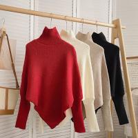 Suéter De Punto Irregular Para Mujer Otoño Invierno Moda Coreana Cuello Alto Manga Larga Vintage Suéteres Pullovers Chic Tops - details 4