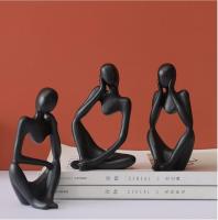 Mini Thinker Sculpture Ornaments Resin Black Modern Abstract Sculptures Desktop Decorations for Home Living Room Office,8.5*12.5cm - details 3