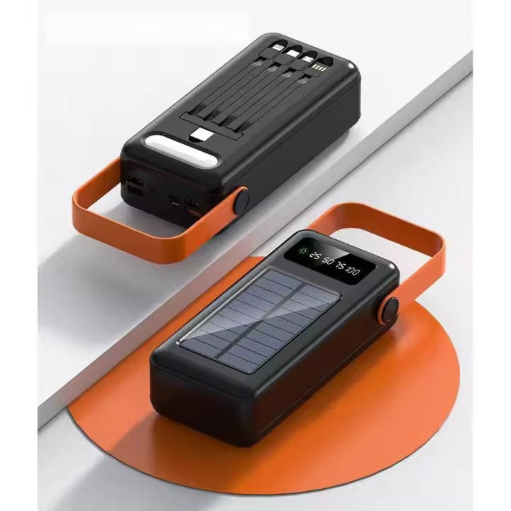 Cargador solar portátil de 100.000 mAh con Pantalla digital y Luz LED para camping. - 1