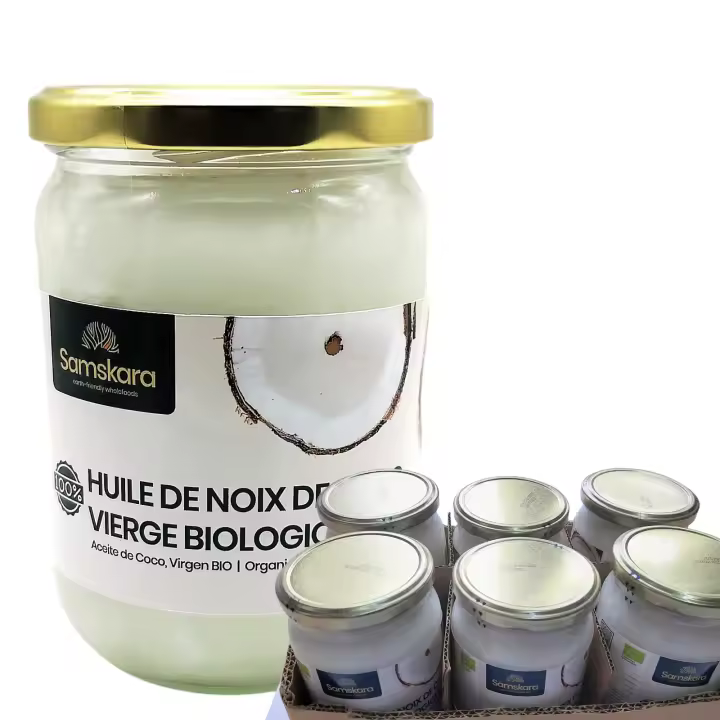 ACEITE DE COCO  Orgánico BIO  Virgen Extra Crudo Prensado en Frío - Para Alimentación + Uso en Piel y Cabello + Vitamina E + Oil Pulling y Salud Dental  6 unidades x 500 ml - 1