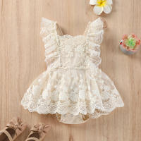 Bodysuit De Verano Para Bebés Niñas Lioraitiin Con Encaje Floral Estilo off Shoulder Ropa Infantil Recién Nacidos 0-24M - details 2