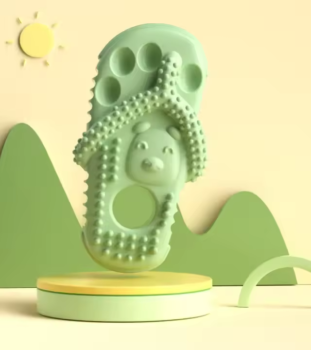 Juguetes Para Morder De Goma TPR Para Perros Y Gatos Con Puntos Protruidos Para Limpieza Y Enseñamiento De Dientes Juguetes Sonoros Con Clip De Alimento - 1