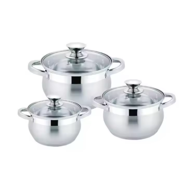 JUEGO DE 3 OLLAS  DE ACERO INOXIDABLE DE 3, 4 Y 6 LITROS - 1