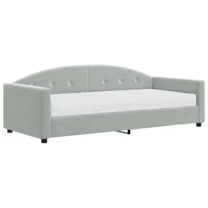 vidaXL Sofá cama con colchón terciopelo gris claro 90x200 cm - 1