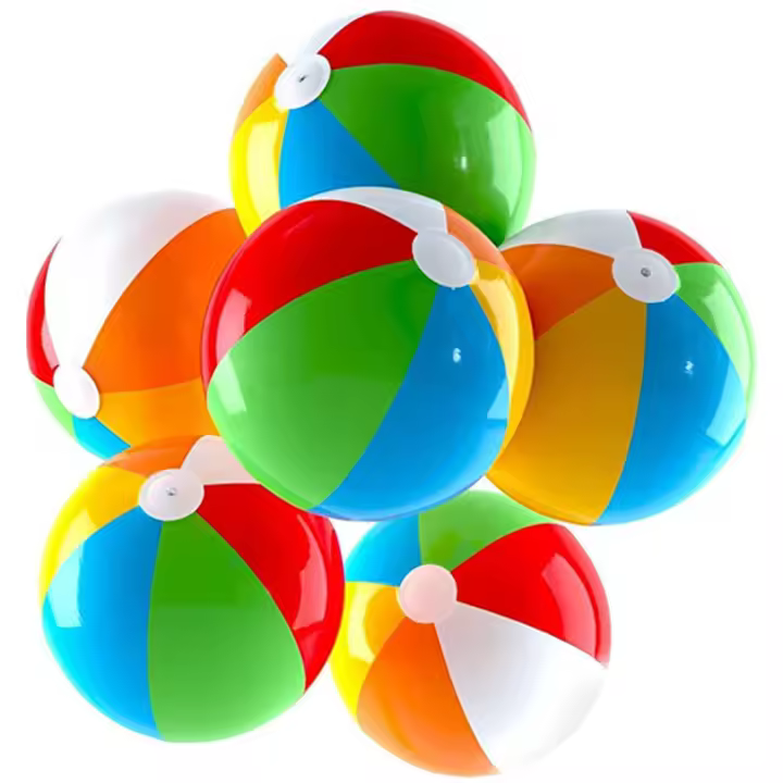 Bola De Playa Inflable De PVC Colores Para Niños Juguete Deportivo Interactivo Para Piscina Divertido Regalo De Verano Con Estampado Rayado - 1