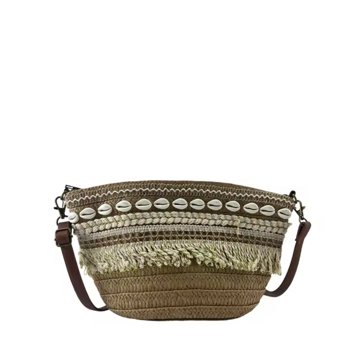 MODELISA Bolso Capazo Rafia De Conchas Paja Estilo Casual Playa Mujer - 1