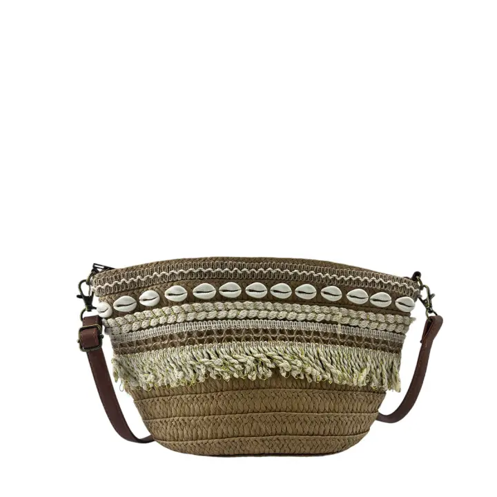 MODELISA Bolso Capazo Rafia De Conchas Paja Estilo Casual Playa Mujer - 1