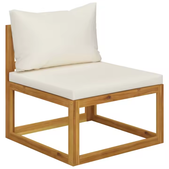 vidaXL Set de sofá de jardín 2 pzas con cojín madera maciza de acacia Gris oscuro, Crema, Conjunto Terraza Muebles Jardín Exterior Juego de Muebles de jardín Mueble Jardín Exterior Muebles de Salon Exterior - 1