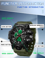Reloj Militar Para Hombre SANDA Resistente Al Agua 50m Con Pantalla LED Y Cuarzo Deportivo Reloj De Pulsera Grande Con Luz Nocturna Y Alarmas - details 9