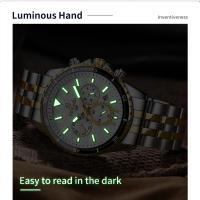Reloj De Cuarzo Para Hombre REWARD En Acero Inoxidable Dorado Deportivo Resistente Al Agua Con Cronógrafo Y Calendario Completo - details 8