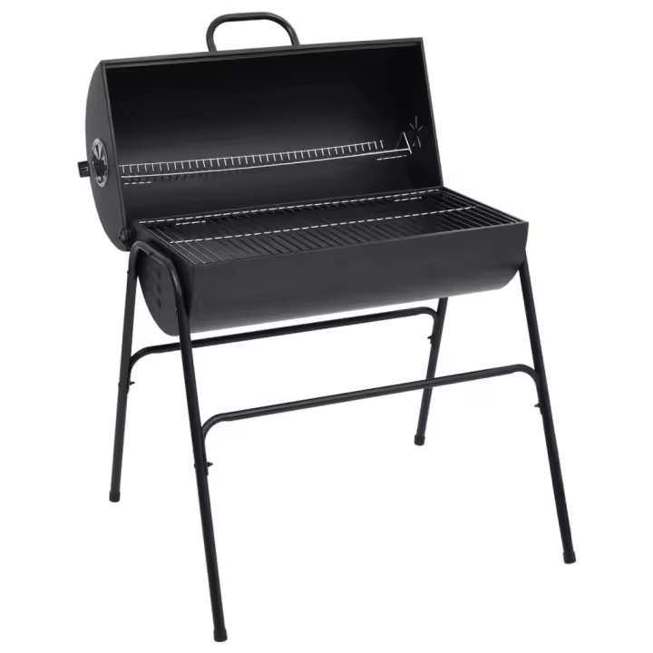 vidaXL Parrilla barril 2 rejillas de cocción negro acero 80x95x90 cm - 1