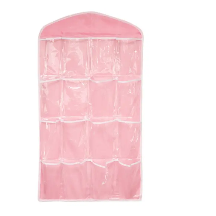 Organizador De Ropa En Estante De Pared 16 Compartimentos Almacenamiento De Ropa De Tela Malla Con Bolsillos Transparentes Para Armario Colgante - 1