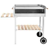 vidaXL Barbacoa de carbón portátil XXL acero inoxidable con 2 estantes - details 1