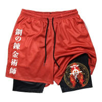 Shorts De Gimnasio Anime Fullmetal Alchemist Para Hombres 2 En 1 Compresión Con Bolsillos 5 Pulgadas Secado Rápido Running Fitness - details 17
