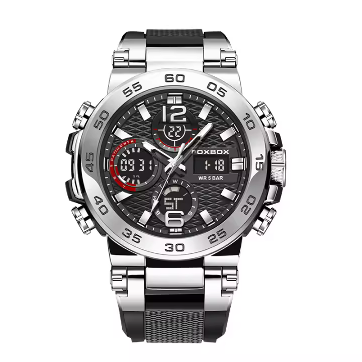 Reloj De Pulsera LIGE Para Hombre Resistente Al Agua Con Pantalla Dual LED Y Luminosidad Deportivo De Outdoor Y Business Cronógrafo Cuarzo De Moda - 1