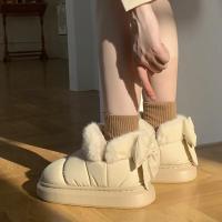 Botas De Tobillo Lindas Y Cálidas Para Mujer Con Lazo De Plush Nueva 2024 Impermeables Con Algodón Y Peluche Para Invierno Estilo Sexy Sin Tacón - details 2