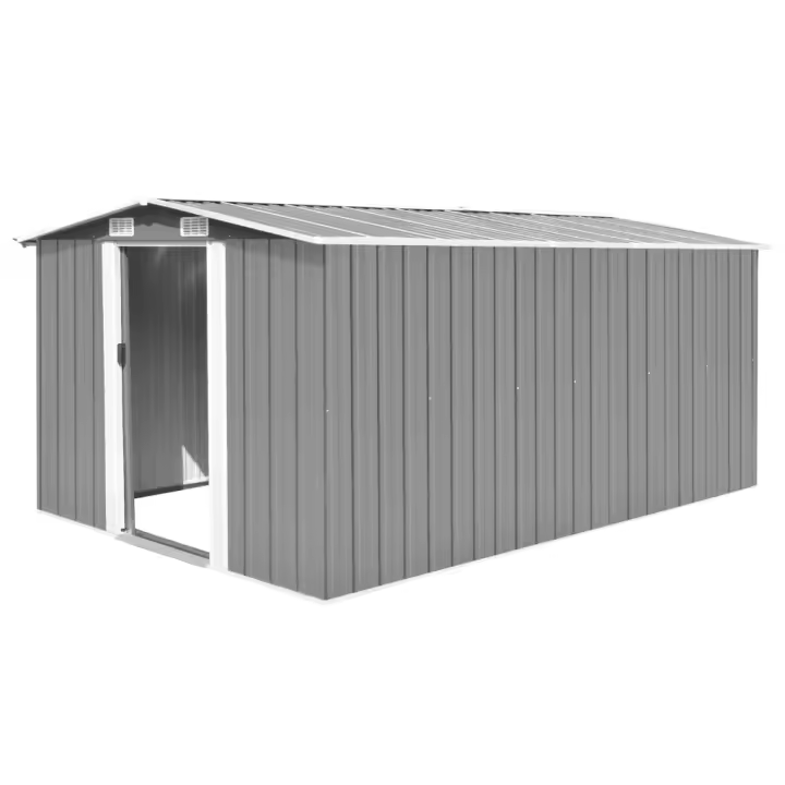 vidaXL Caseta de jardín metal gris 257x392x181 cm - 1