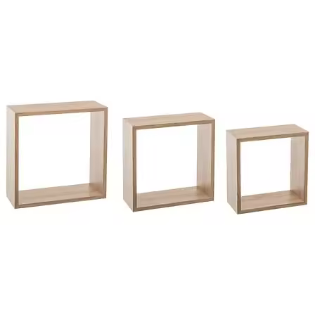 5FIVE Juego de 3 estantes de pared roble natural en forma de cubo Fixy tamaño L Utilidad de la casa/Muebles de almacenaje/Muebles de salón - 1