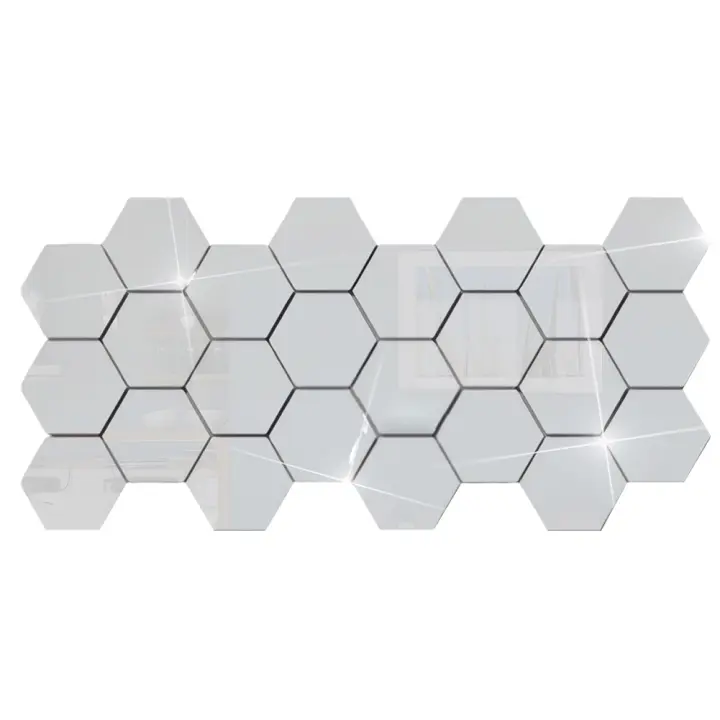 Adhesivos De Espejo 3D Para Pared 24Pcs Forma Hexagonal Acrílico Desmontable Decoración DIY Para El Hogar Artículos De Arte - 1