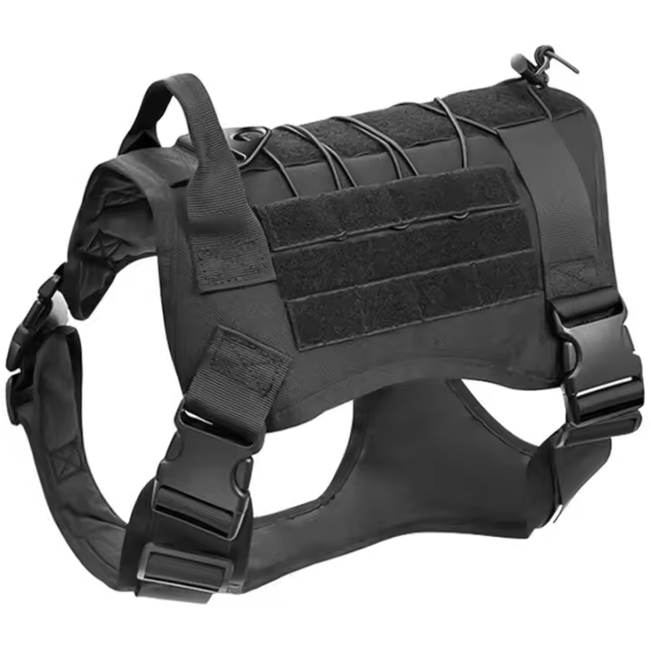 Arnés táctico para perros sin tirones - Negro, M, Arnés militar reflectante para perros con asa, Chaleco de servicio para perros para entrenamiento, Chaleco de trabajo ajustable para mascotas, Fácil control para pequeños, medianos y grandes - 1