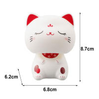 Gato De La Suerte Con Brazo Balanceándose Solarmente Decoración Para Oficina Hogar Coche Ornaments De Plástico - details 0