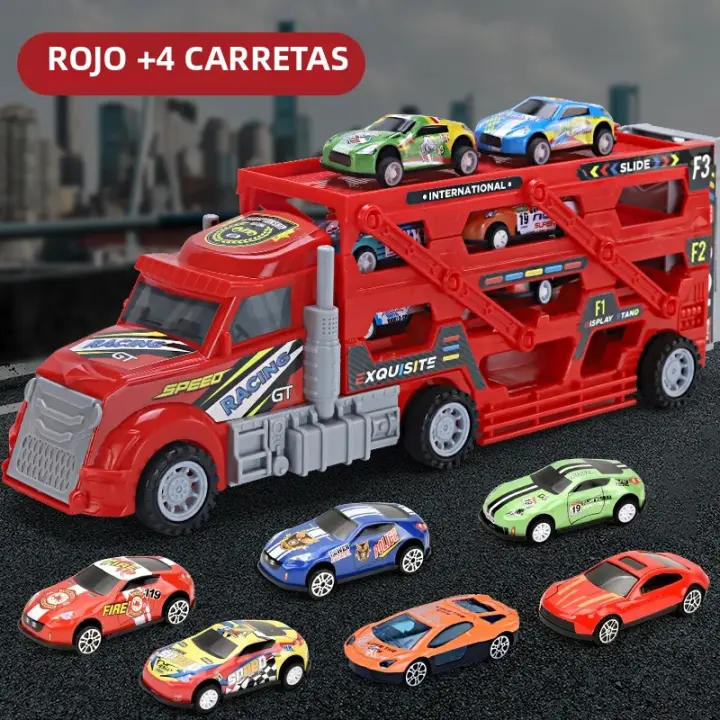 Camión Doble Volante Transporter Juguete Para Niños Modelo De Coche Plegable Con Ejector De Aleación Regalo Para Halloween Acción De Gracias Y Navidad - 1