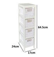 Maxia Market - Mueble Sinfonier Cajonera MDF / Paulwonia Con 4 Cestas Trenzada - Color Blanco, Muebledealmacenajecon4cestas, Mesillas de noche, Muebles de dormitorio o Baño - details 0