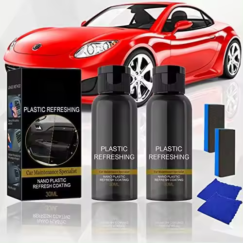 2024 NUEVO Agente de recubrimiento revitalizante de plástico, Agente de restauración de piezas de plástico para automóvil, Recubrimiento refrescante de nanoplástico, Agente de limpieza interior automotriz (30 ml 2PCS) - 1