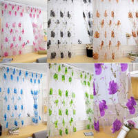 Cortinas De Tules Negras Con Florecimiento Para Decoración De Sala De Estar Y Dormitorio Translúcidas De Chiffon Voile Para Ventanas De Cocina - details 0
