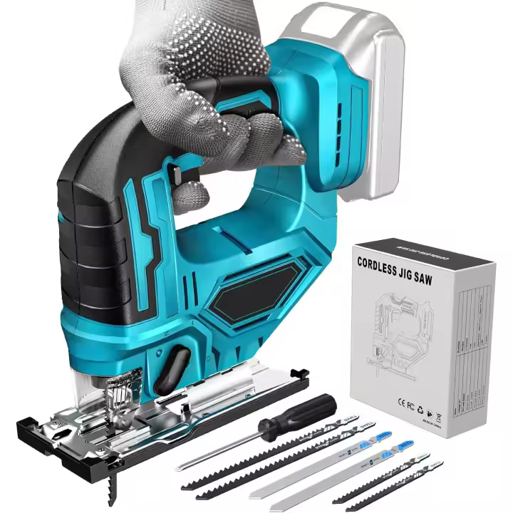 Actualización 21V 65mm 1500RPM Rompecabezas inalámbricos Electric Jig Saw Portable Multi-Funcion Woodworking Power Tool para Makita 18V Battery - 1