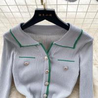 Vestido De Lana Elegante De Otoño Invierno Para Mujer Cintura Alta Botones Cuello Bajado Largo De Contraste Nuevo 2024 - details 11