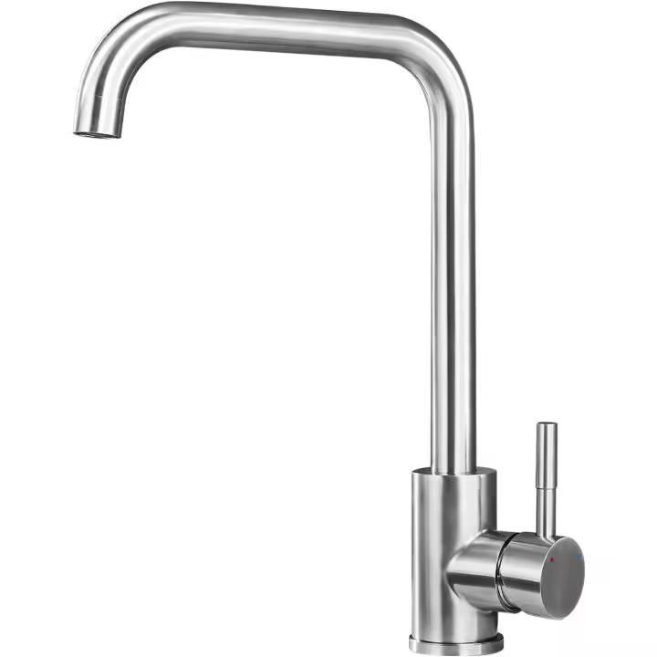 BIT Grifo Cocina Giratorio de 360°, Grifos Cocina Fregadero Monomando Acero Inoxidable SUS304 con Aireador, L-Form Alta Presión Universal, Mezclador de Fregadero Cocina Cepillado - 1
