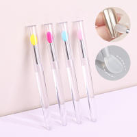 5pcs Sticks De Aplicador De Silicona Planas Borradores Reutilizables Para Labios Con Cubierta Para Prevenir La Polvo Herramientas De Aplicación De Polvo De Uñas - details 0
