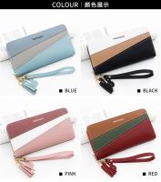 Cartera Larga Para Mujer Con Cremallera De Cuero Tres Colores Moda Monedero Bolso De Mano Con Compartimento Para Tarjetas - details 3