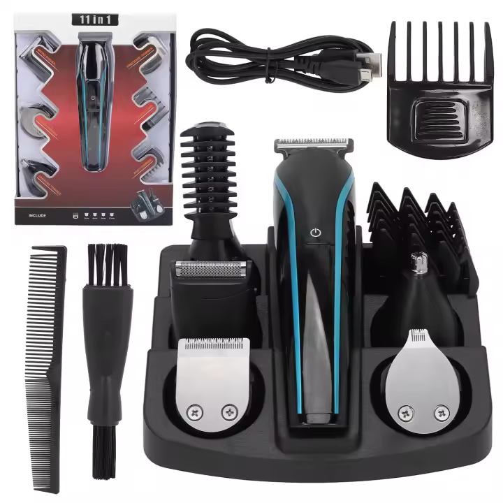 Kit de recortador de barba eléctrico 6 en 1, cortador de cabello eléctrico ergonómico, recortador de vello nasal lavable - 1