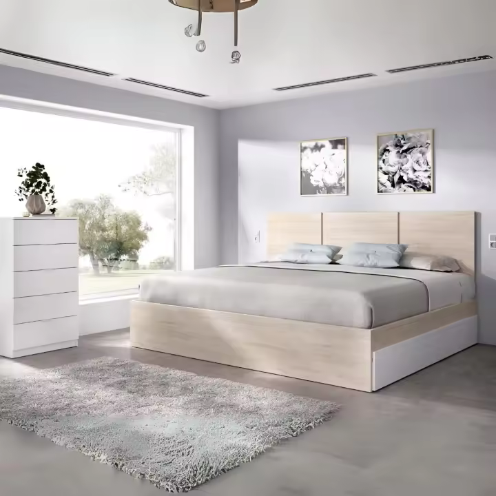 Conjunto de dormitorio Pack Havana 6 cama + cómoda natural/blanco - 1