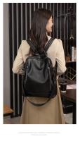 Mochila De Moda Para Mujer Gran Capacidad Múltiples Compartment Bolsa De Hombro De Cuero Suave Casual Para Viaje PU Cuero Negro Café Azul - details 1