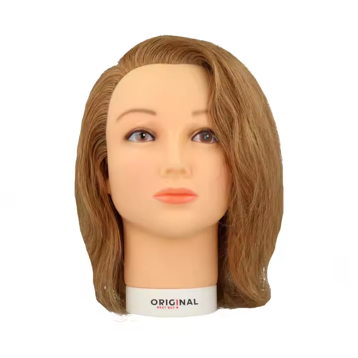 Sinelco cabeza de maniquí isaline 40cm (0030211) cabello humano, maniquí con cabello humano. - 1