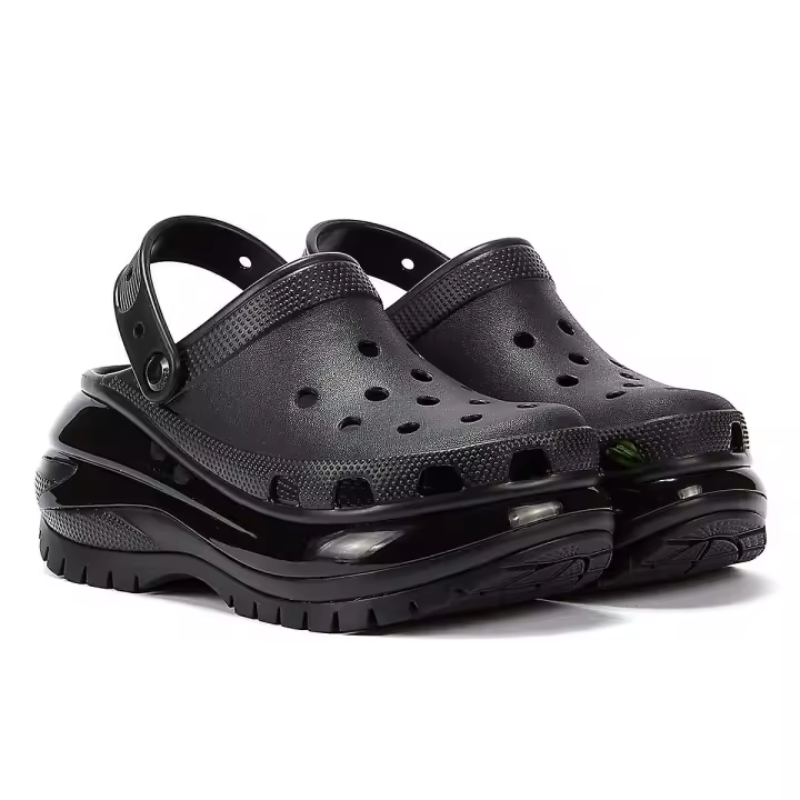 Green Crocs Classic Mega Crush Clog - Sandalias Negras para Mujer - Suela Crush Extra Gruesa - 1