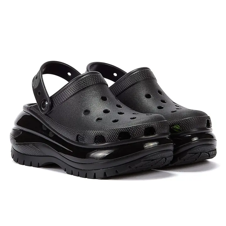 Green Crocs Classic Mega Crush Clog - Sandalias Negras para Mujer - Suela Crush Extra Gruesa - 1