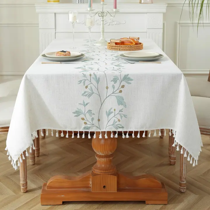 Mantel rectangular para mesa, resistente, de lino y algodón, resistente al agua, para mesa de estilo rústico - 1