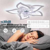 Ventilador de techo Silencioso LED con iluminación, Luz de Techo de dormitorio de 50 W, con mando a distancia y aplicación Lámpara regulable con ventilador 5 Luces Forma de Flor Pantalla acrílica Sala [Clase de eficiencia energética F] - details 3