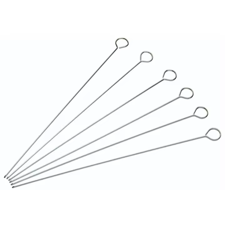 KitchenCraft Pinchos Planos para Barbacoa, Brochetas de Carne de Acero Inoxidable, 30 cm, 6 Unidades - Color Plateado - 1