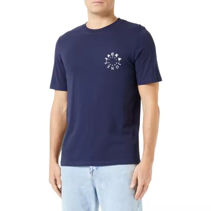 JACK&JONES - Camiseta para hombre en color azul marino con logo lateral de la marca - 1