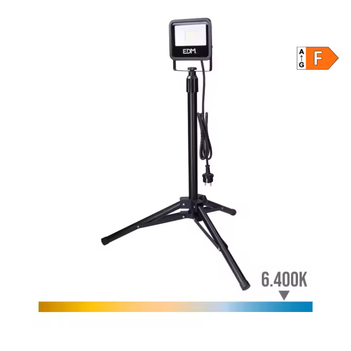 Foco Proyector Led con Tripode 30w 2370lm 6400k Luz Fria Black Series - Edm - 1