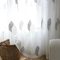 Cortina Moderna Bordada De Tulle Blanca Transparente Para Sala De Estar Balcon Y Dormitorio Con Diseño De Árbol Ventilador De Cortina De Ventana De Tela Poliéster 100% Instalación En Techo - details 3