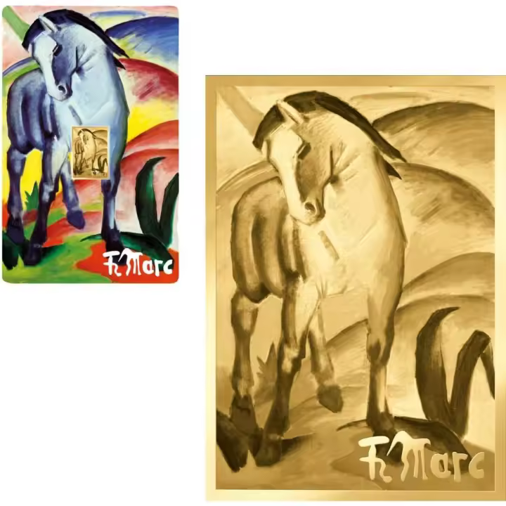 BLUE HORSE I Franz Marc 1/1000 Oz Moneda Gold 3000 Francs Chad - 1