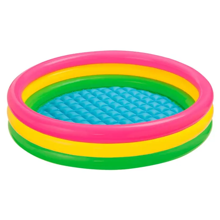 Piscina hinchable intex 3 aros sunset 114 x 25 cm, color Rosa, Amarillo, Verde - 1