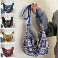 Bolso De Hombro Grande Para Mujer En Lona Estilo Nacional Bolsa De Mano Universitaria Bolsa De Mancuerna Bolsa De Underarm - details 0